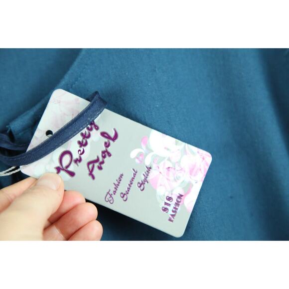 Pretty Angel XL Tunic Top Linen Blend Ruffles Blue Lagenlook Fairy Artsy Boho - Picture 7 of 11